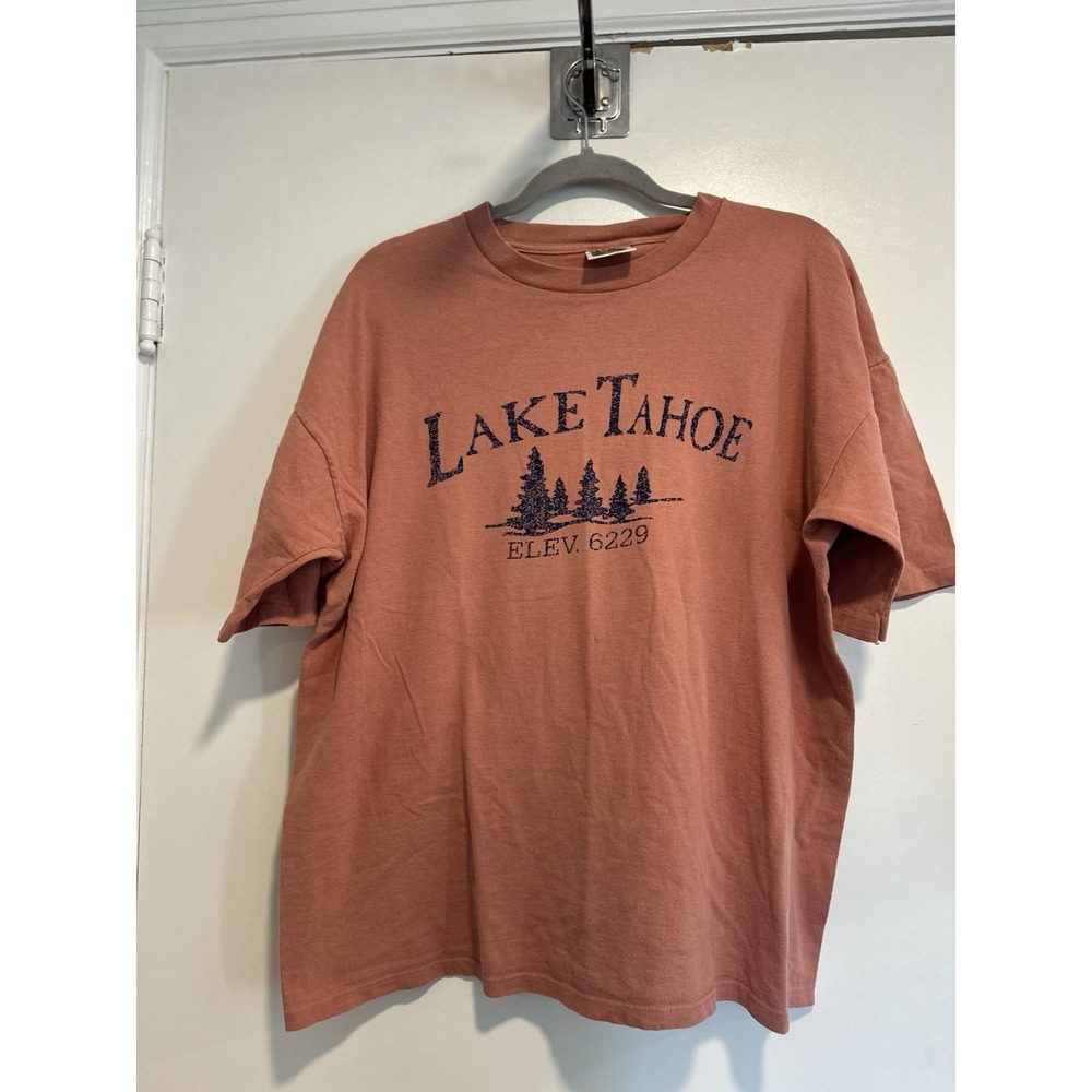 Vintage Lake Tahoe Project E Sz:XL dusty orange Spellout destination Nature tee